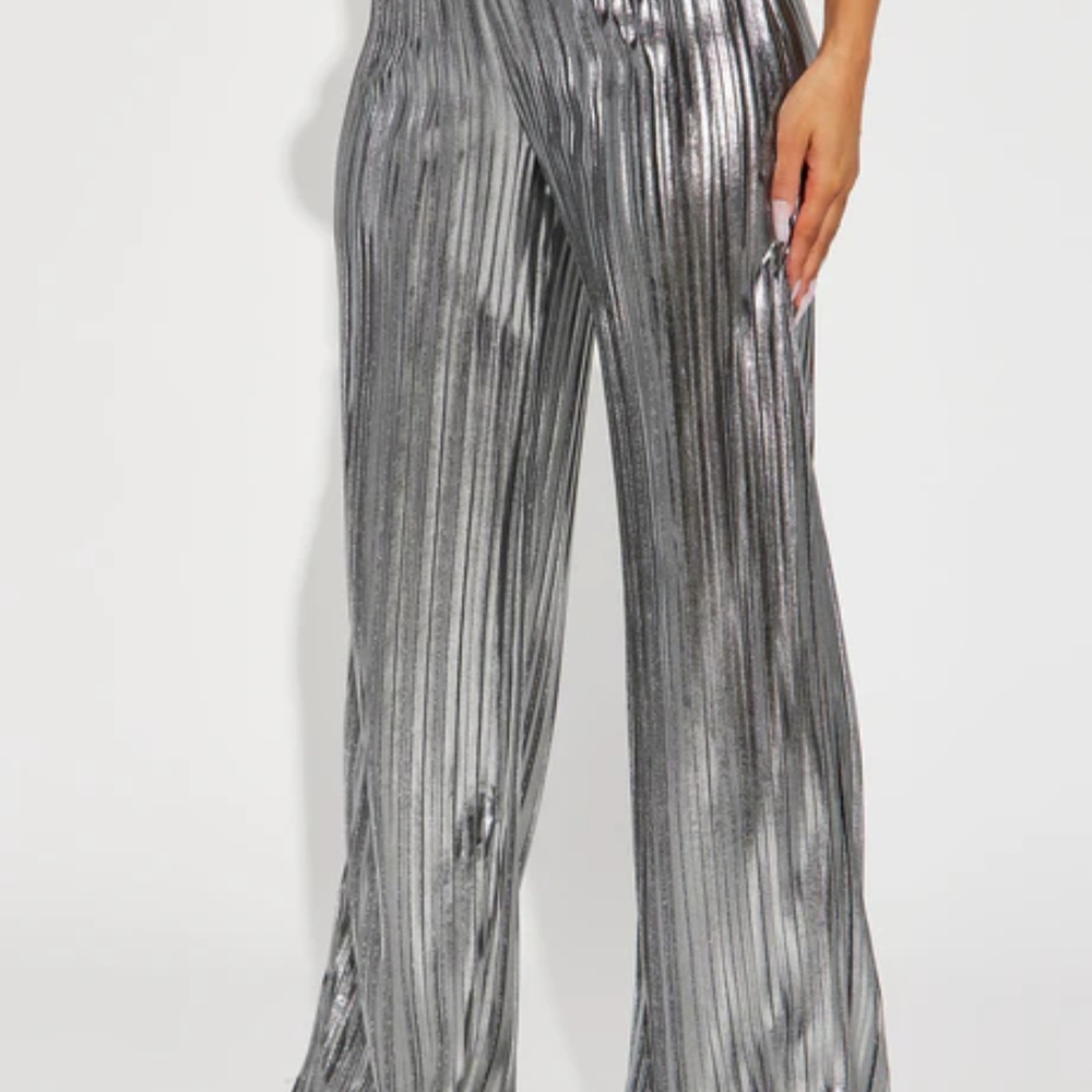 Fashion Nova Silver Wide Leg Pants